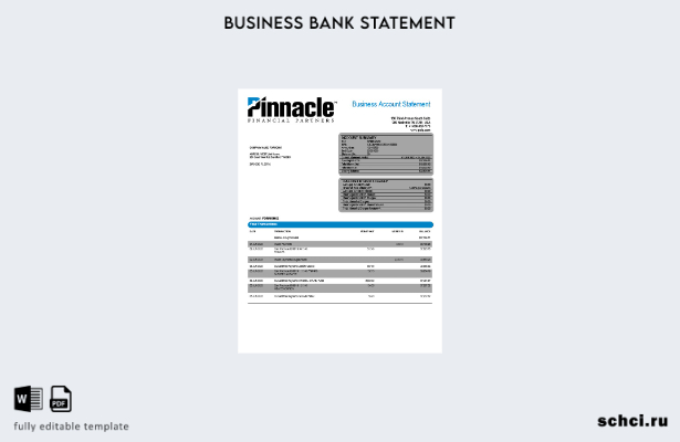 цифровая загрузка выписки по счету фирмы Pinnacle Financial Bank в формате Word 